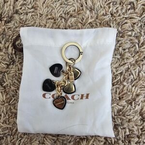 Coach Black and Gold Heart Keychain